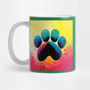 Colourful Splatter Art Paw Print Design Mug